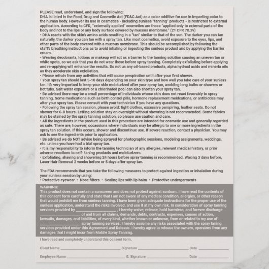 Bedrijfsplan voor professionele spray-tan-toestemm flyer (Achterkant)