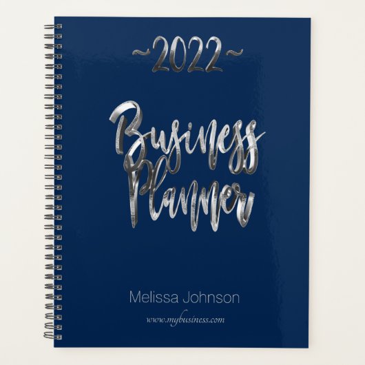 Bedrijfsplanner 2022 Blauw en Grijs Manuscript Mod Planner (Voorkant)