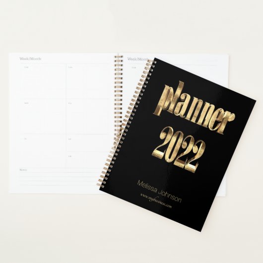 Bedrijfsplanner 2022 - zwart en gouden Matig Manus Planner (Display)