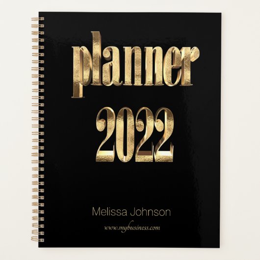 Bedrijfsplanner 2022 - zwart en gouden Matig Manus Planner (Voorkant)