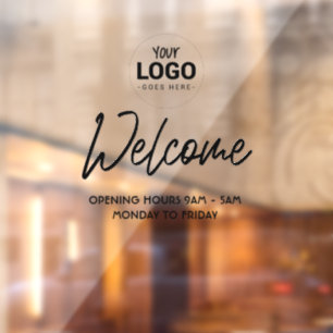 Bedrijfsraamsticker met Welkom & openingsuren Raamsticker