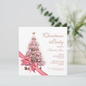 Bedrijfsroze gouden kerstboomlint Vakantie Kaart (Staand voorkant)