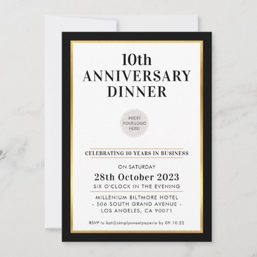 BEDRIJFSTAK JUBILEUM PARTIJ modern zwart goud Kaart (Voorkant)