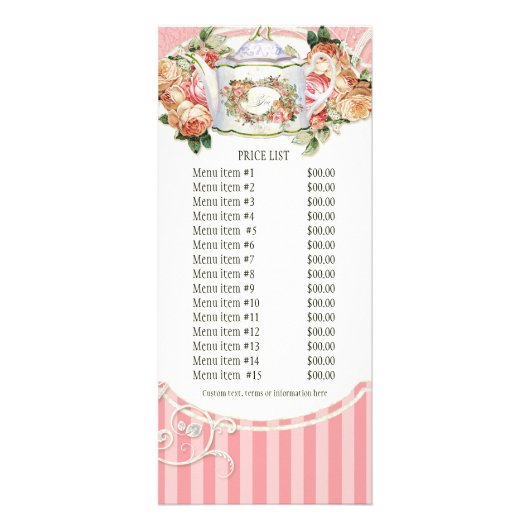 Bedrijfstarief Kaart - Barok Engels Roos Floral (Voorkant)