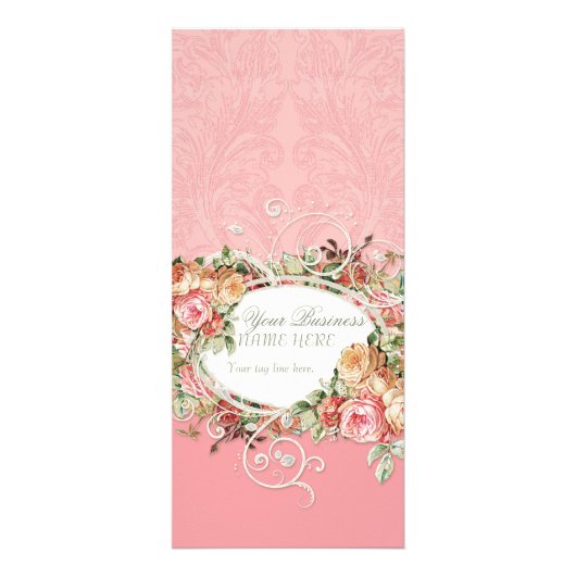 Bedrijfstarief Kaart - Barok Engels Roos Floral (Achterkant)