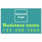 BedrijfsTelefoon op Blauwgroen Rechthoek Grote Vin Sticker (Voorkant)