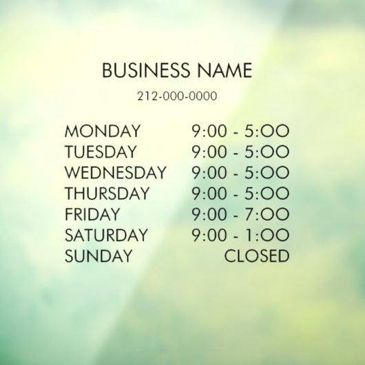 Bedrijfsuren Aangepaste aangepaste koeling voor ve Raamsticker (Vel 3)