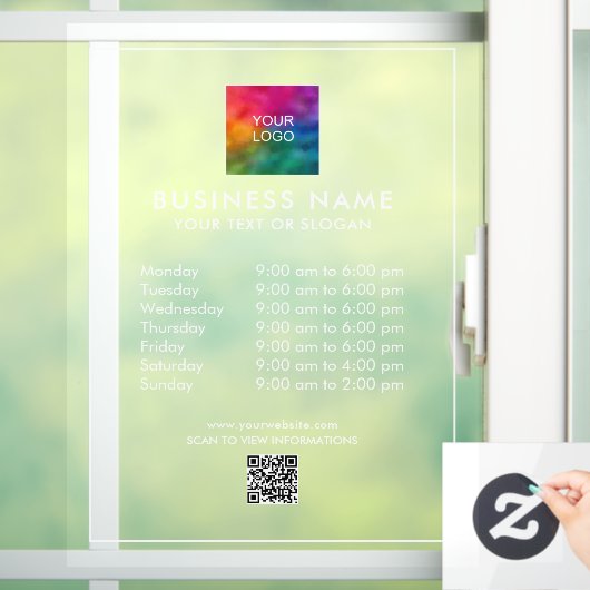 Bedrijfsuren Bedrijf Logo QR Code Custom Raamsticker (Huis)