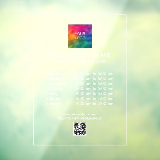 Bedrijfsuren Bedrijf Logo QR Code Custom Raamsticker (Vel 3)