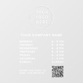 Bedrijfsuren Logo Maak QR-code Witte Lettering Raamsticker (Vel)