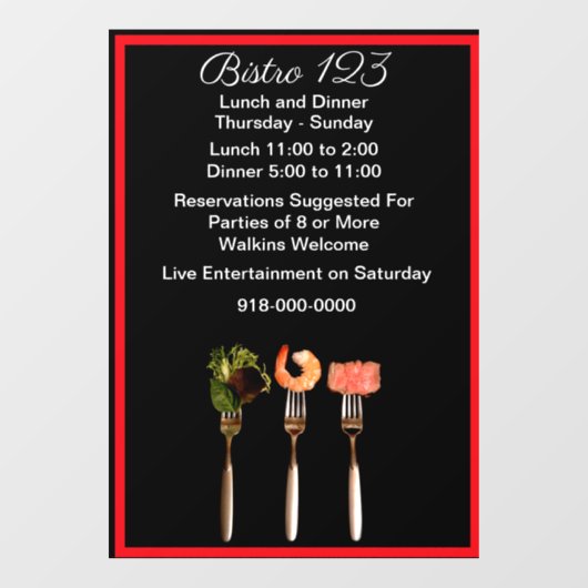 Bedrijfsuren Modern Raamsticker (Vel)