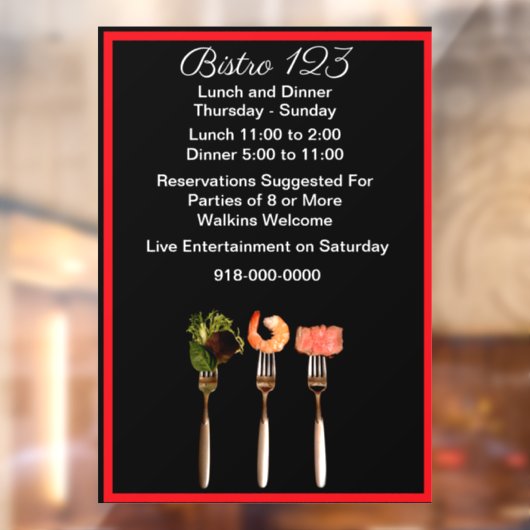 Bedrijfsuren Modern Raamsticker (Vel 2)