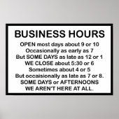 Bedrijfsuren Poster (Voorkant)