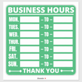 Bedrijfsurenteken, uren van verrichtingstekens sticker