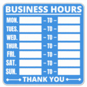 Bedrijfsurenteken, uren van verrichtingstekens sticker (Voorkant)