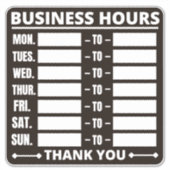 Bedrijfsurenteken, uren van verrichtingstekens sticker (Voorkant)