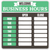 Bedrijfsurenteken, uren van Verrichtingstekens voo Sticker (Voorkant)