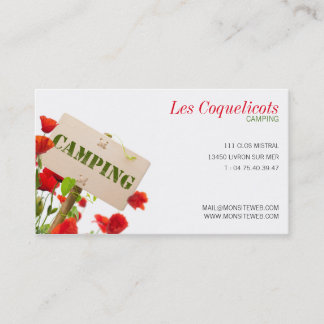 Bedrijfsvisitekaartje, kampeerterrein visitekaartje