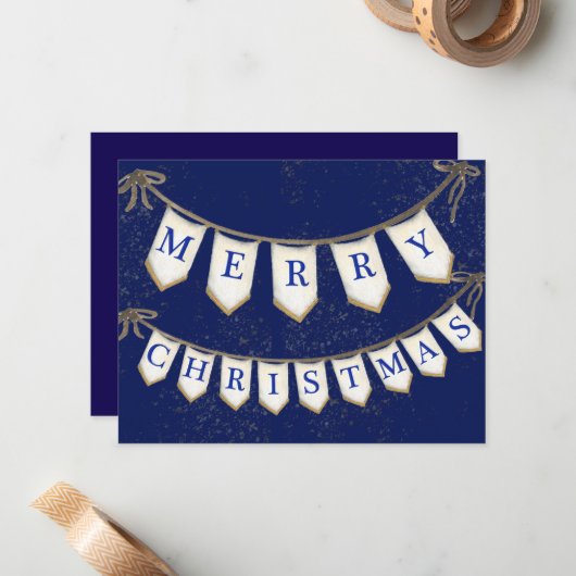 Bedrijfsvrolijke kersthanger met bogen notitiekaartje (Voorkant / Achterkant in situ)