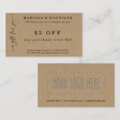 Bedrijfswaardebon Kaart op Kraft Paper Visitekaartje (Voorkant / Achterkant)