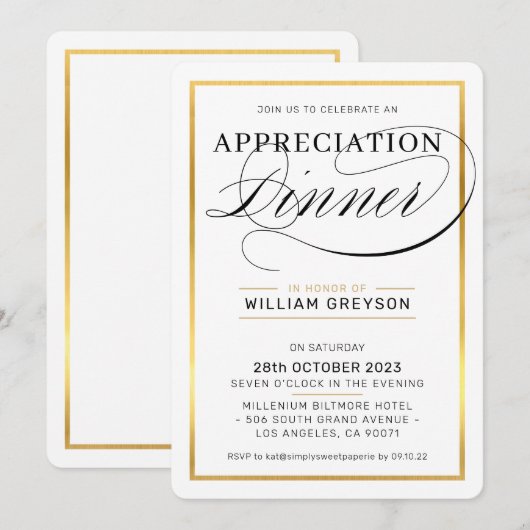 BEDRIJFSWAARDERING DINER modern zakelijk zwart Kaart (Voorkant / Achterkant)