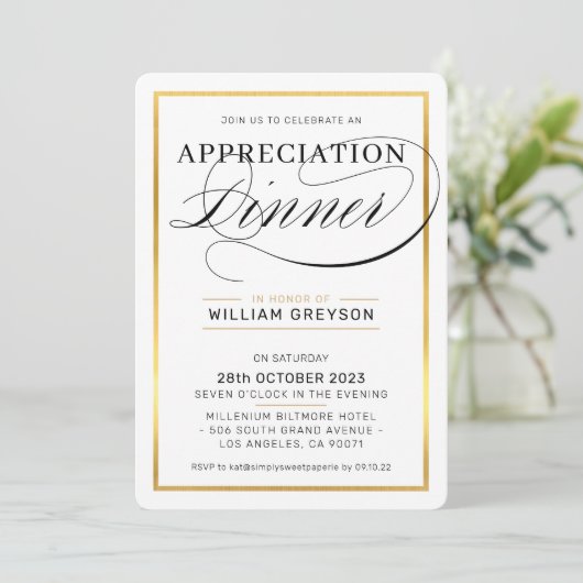 BEDRIJFSWAARDERING DINER modern zakelijk zwart Kaart (Staand voorkant)