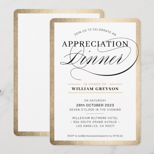 BEDRIJFSWAARDERING DINER modern zakengoud Kaart (Voorkant / Achterkant)
