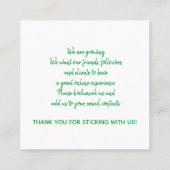 Bedrijfswebsite Adres wijzigen Curly Bamboo Vierkante Visitekaartje (Achterkant)