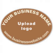 Bedrijfswebsite op Bruin Groot Ovaal Vorm Vinyl Sticker (Voorkant)