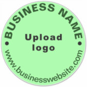 Bedrijfswebsite op lichtgroen groot rond vinyl sticker (Voorkant)