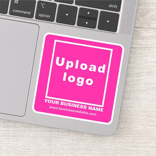 Bedrijfswebsite op Pink Square Vinyl Sticker (Detail)