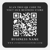 Bedrijfswebsite QR Code Eenvoudig Zwart Minimal Ch Vierkante Sticker (Voorkant)