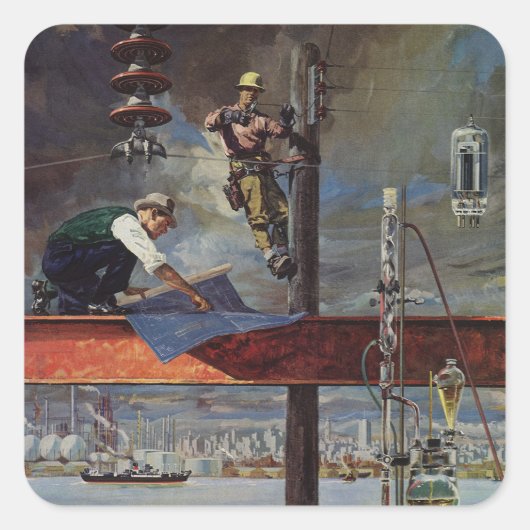  bedrijven, architecten en bouwbedrijven vierkante sticker (Voorkant)