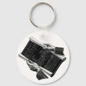  bedrijven, handen en architectonische blauwdrukke sleutelhanger (Achterkant)