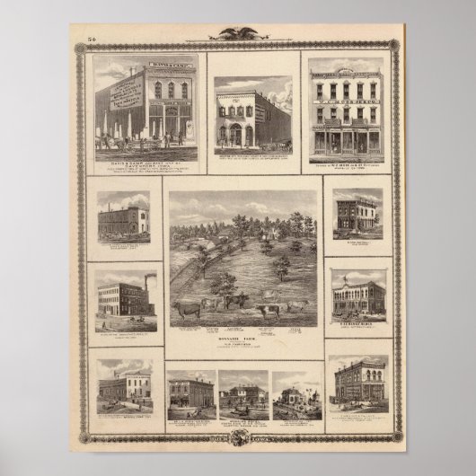 Bedrijven in Charles City, Davenport Poster (Voorkant)