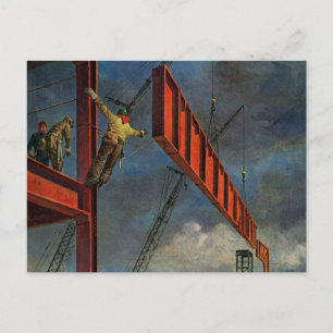 bedrijven, werknemers in de staalbouw briefkaart