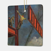 bedrijven, werknemers in de staalbouw keramisch ornament (Links)