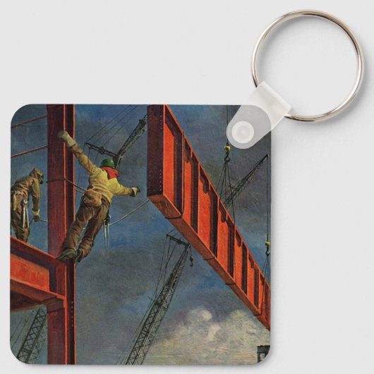 bedrijven, werknemers in de staalbouw sleutelhanger (Achterkant)