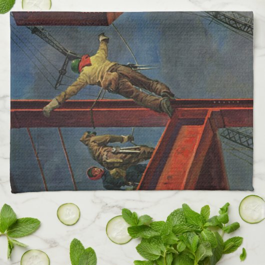  bedrijven, werknemers in de staalbouw theedoek (Gevouwen)