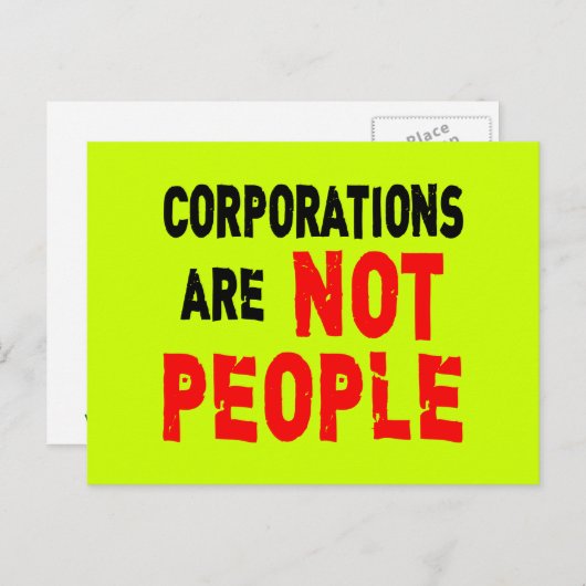 Bedrijven zijn GEEN MENSEN die protestT-shirt make Briefkaart (Voorkant / Achterkant)