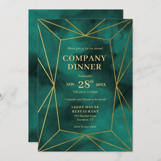 Bedrijvendinner Kaart (Voorkant / Achterkant)