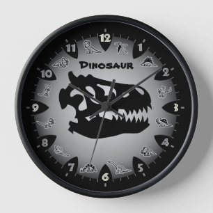 Bedrock Gray Dinosaur Wall klok