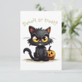 Bedrog of trakteren? Grappig kwaad zwarte kat Hall Bedankkaart (Staand voorkant)