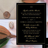 Bedrokken Elegant Monogram Tuxedo Black Wedding Folie Uitnodiging