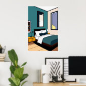 Bedroom - Canvas Art Print (Thuiskantoor)