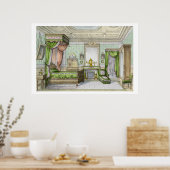 Bedroom in de Renaissance-stijl (kleurenlitho) Poster (Keuken)