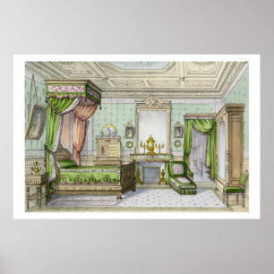 Bedroom in de Renaissance-stijl (kleurenlitho) Poster