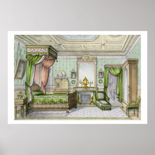 Bedroom in de Renaissance-stijl (kleurenlitho) Poster (Voorkant)