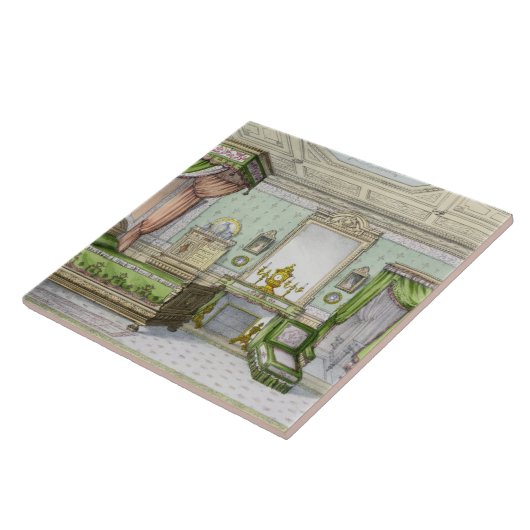 Bedroom in de Renaissance-stijl (kleurenlitho) Tegeltje (Zijkant)