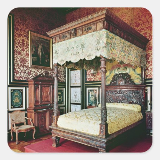 Bedroom van Henri II en Diane de Poitiers Vierkante Sticker (Voorkant)